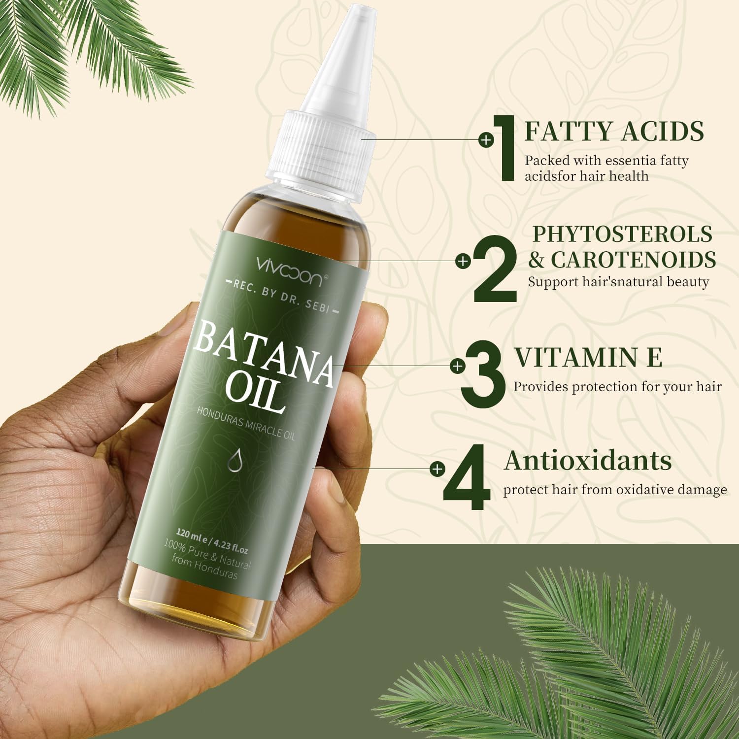 Vivccon Batana Oil massaged into scalp for nourishing care.