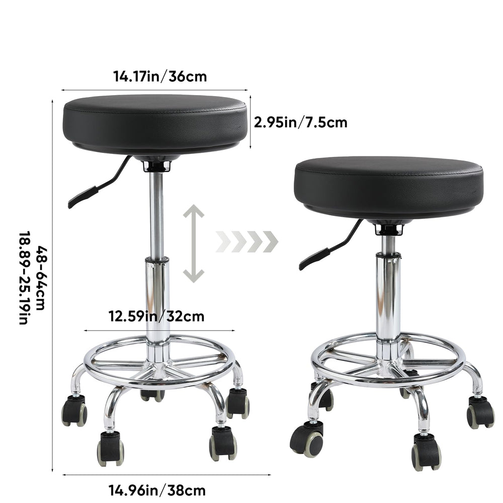 Viviange rolling stool height-adjustment for personalized comfort in salons.