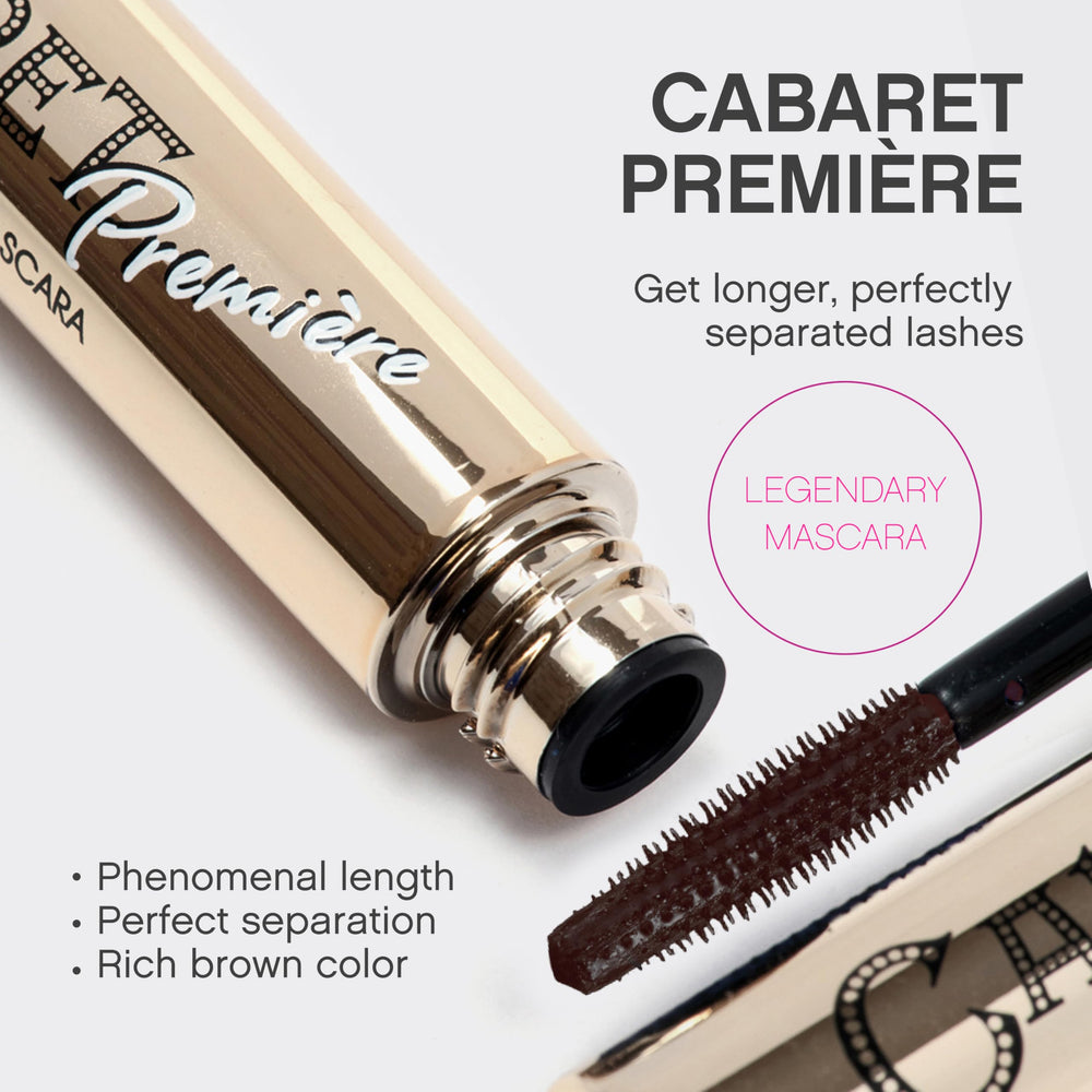 Vivienne Sabó Cabaret Premiere Brown Mascara brush close-up shows clump-free application