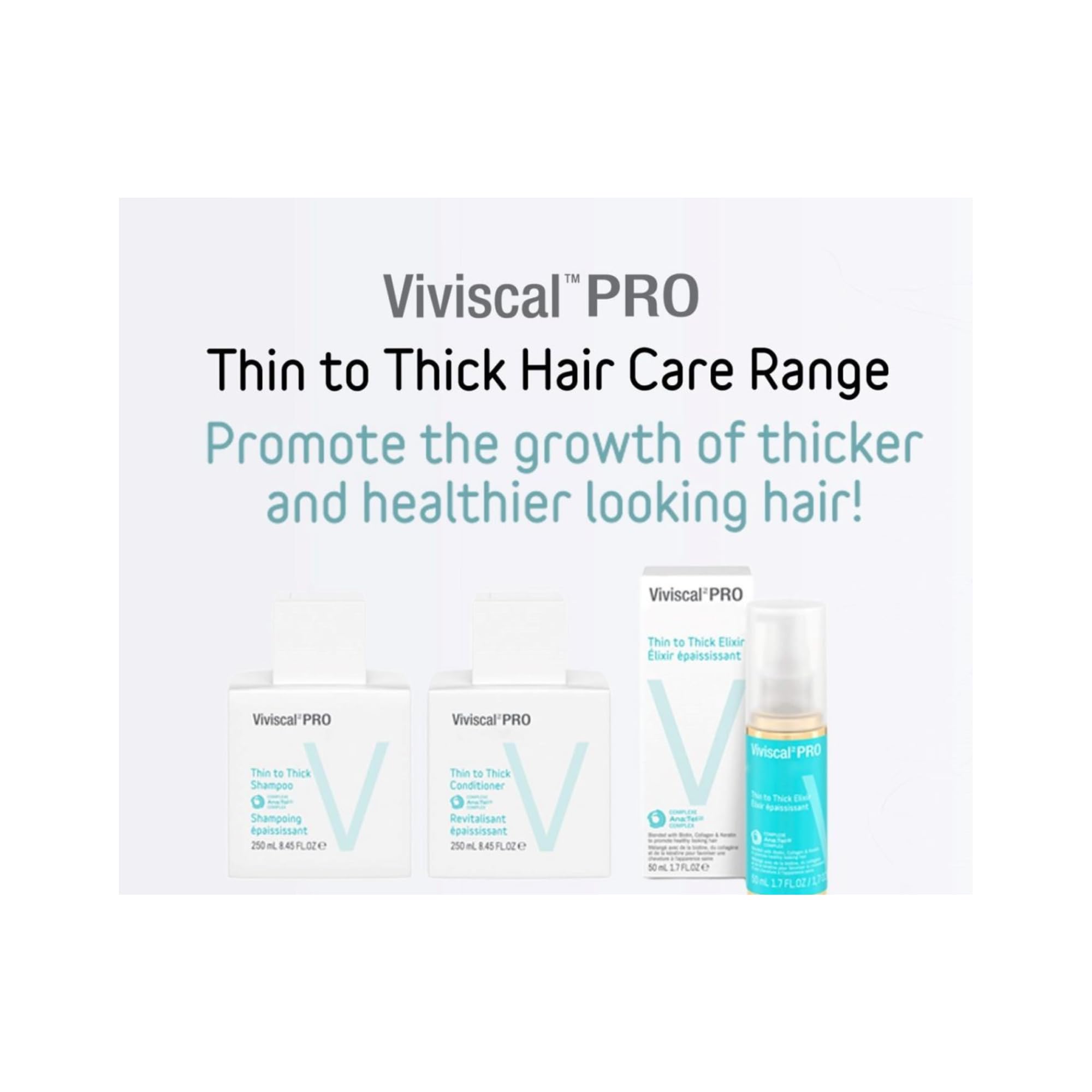 Pump dispenser on Viviscal Professional Thin to Thick Shampoo for controlled application.