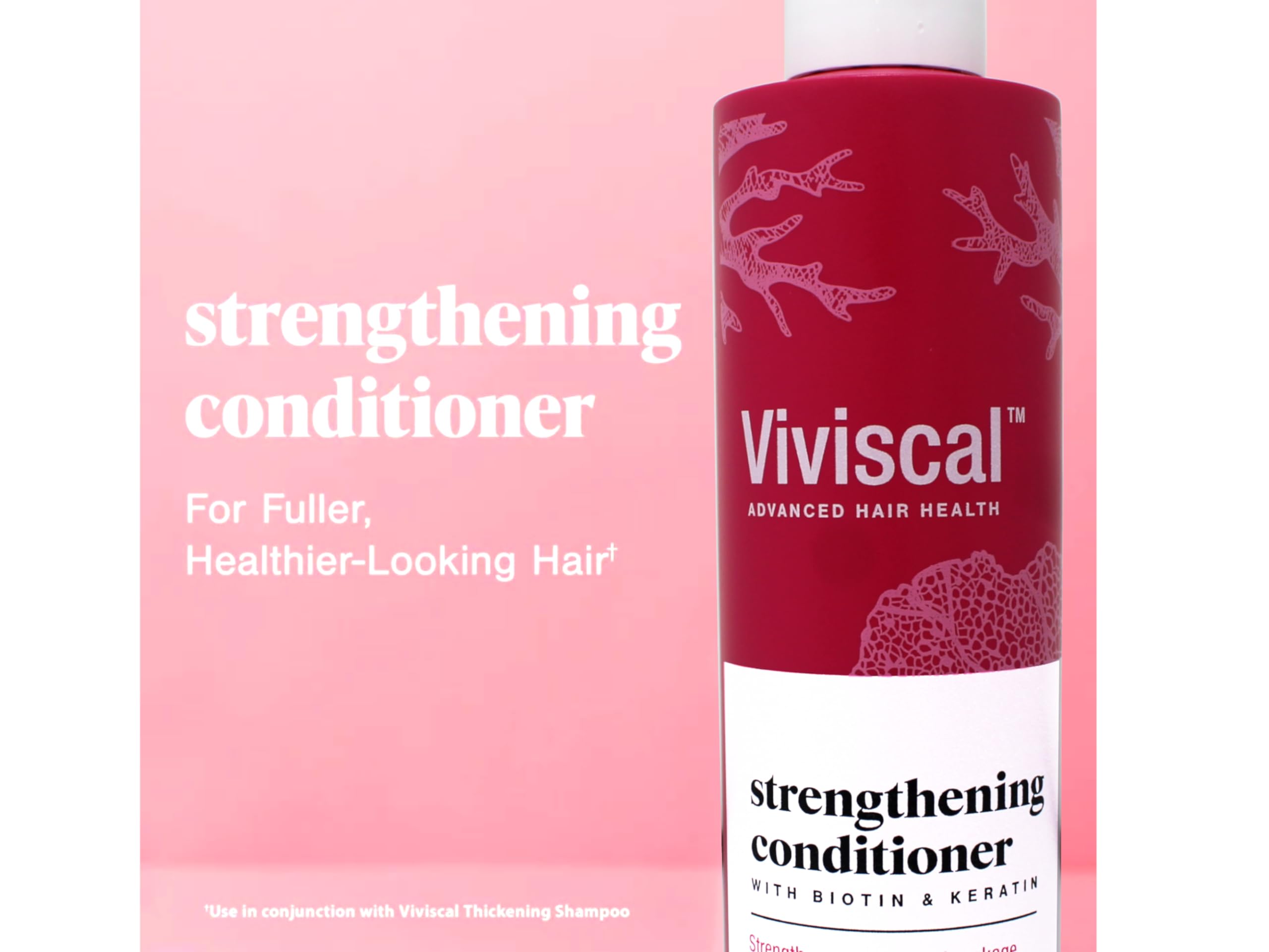 Viviscal Strengthening Conditioner texture shown, suggesting easier detangling.