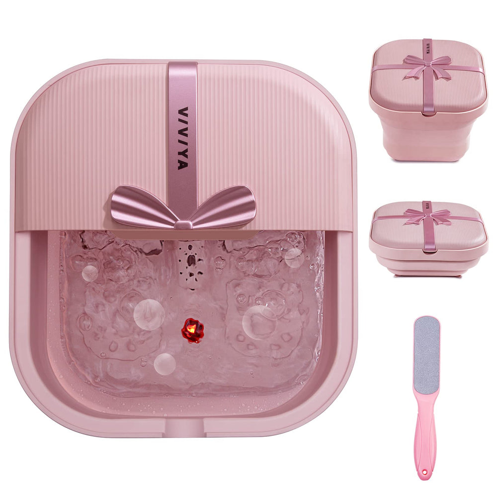 VIVIYA collapsible foot bath spa folded for compact storage and space-saving setup.