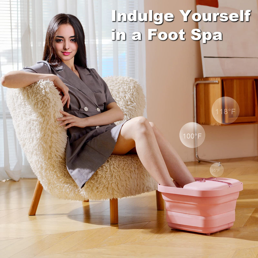 VIVIYA foot spa massage rollers visible for relaxing Shiatsu-like foot massage.