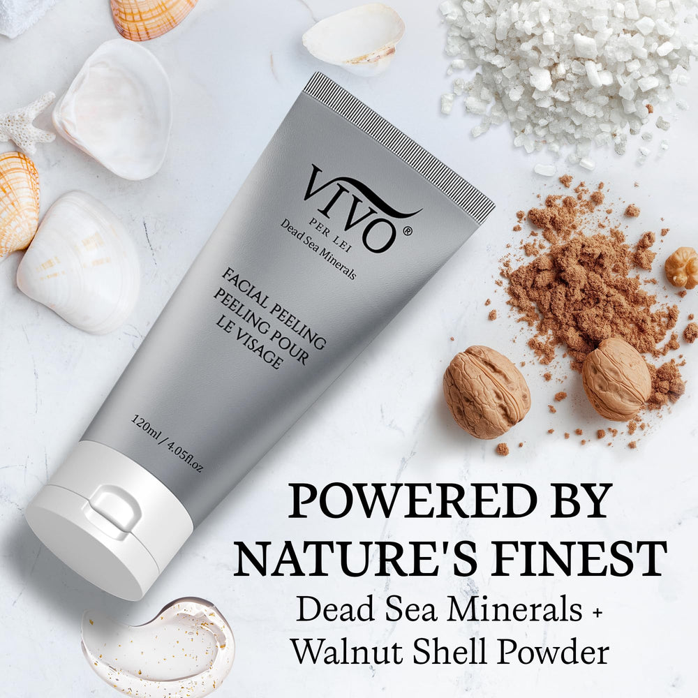 Vivo Per Lei exfoliation close-up capturing a soft massage for refreshed skin.