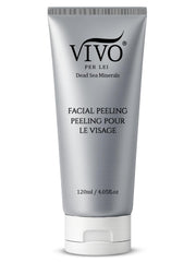Vivo Per Lei peeling gel bottle pour for a refreshing exfoliation ritual with Dead Sea minerals.