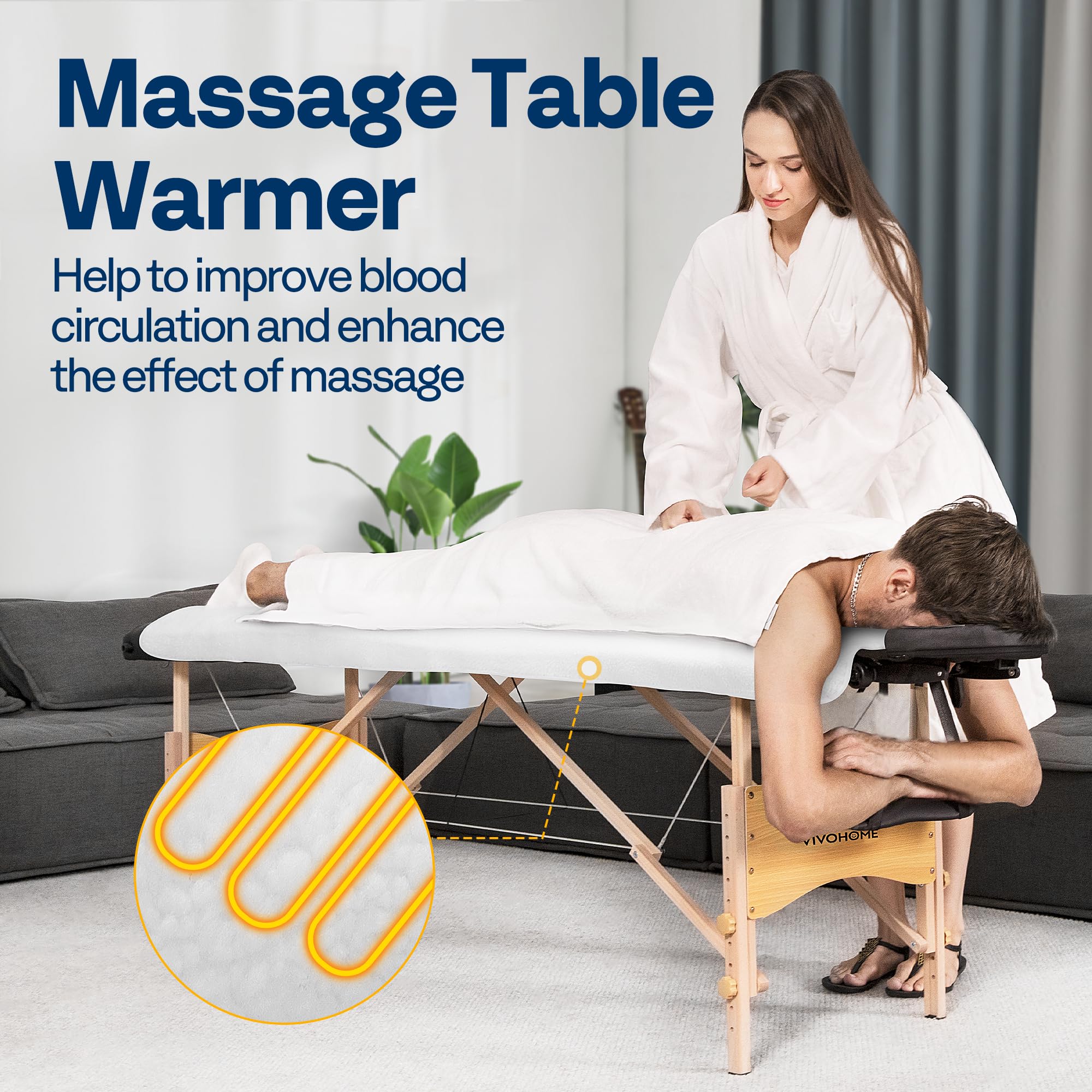 VIVOHOME Massage Table Warmer controller dial displaying adjustable warmth for sessions