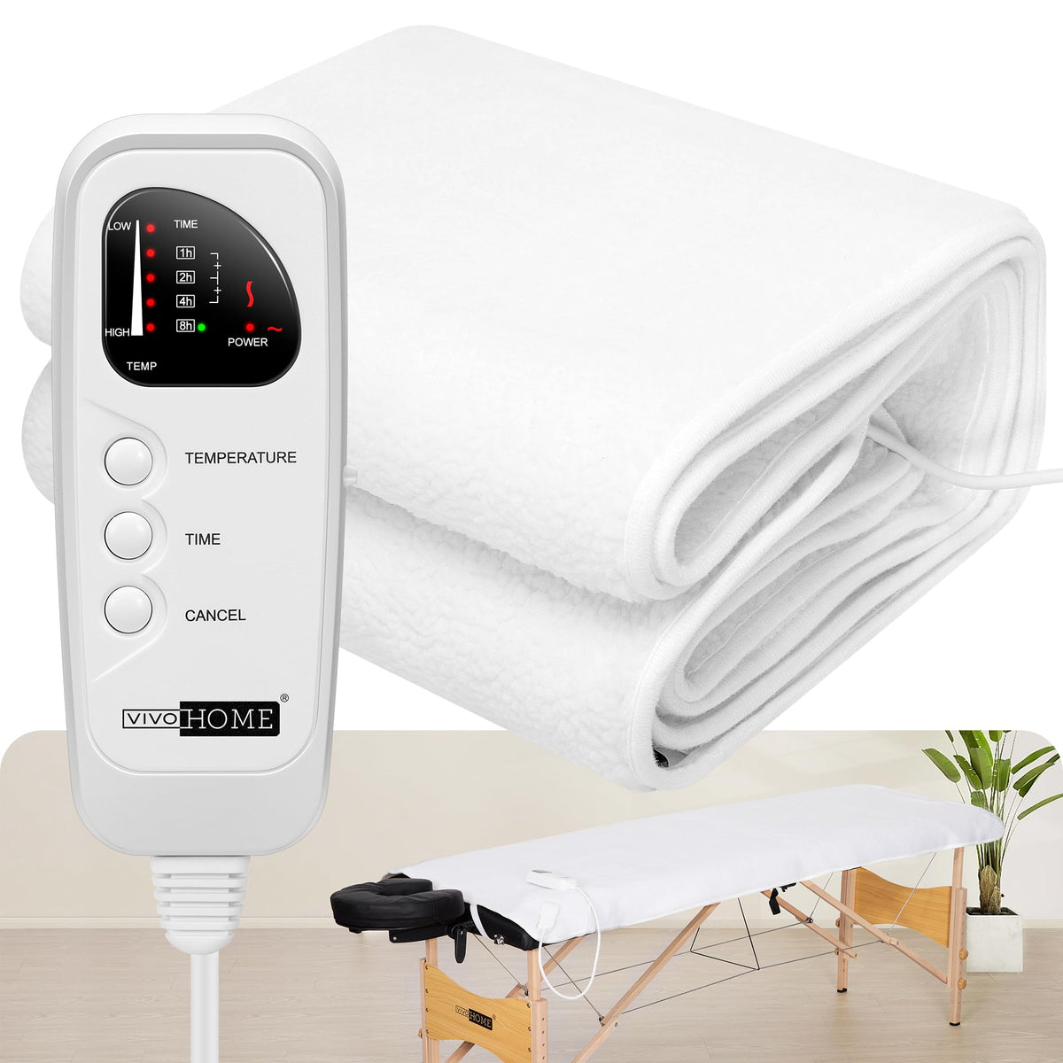 VIVOHOME Massage Table Warmer soft fleece close-up showing plush warmth for client comfort