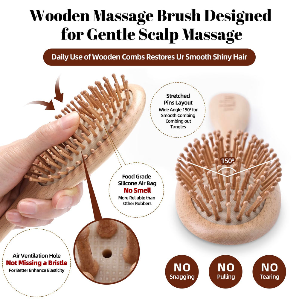 vklw anti-static wooden brush to reduce frizz during daily styling