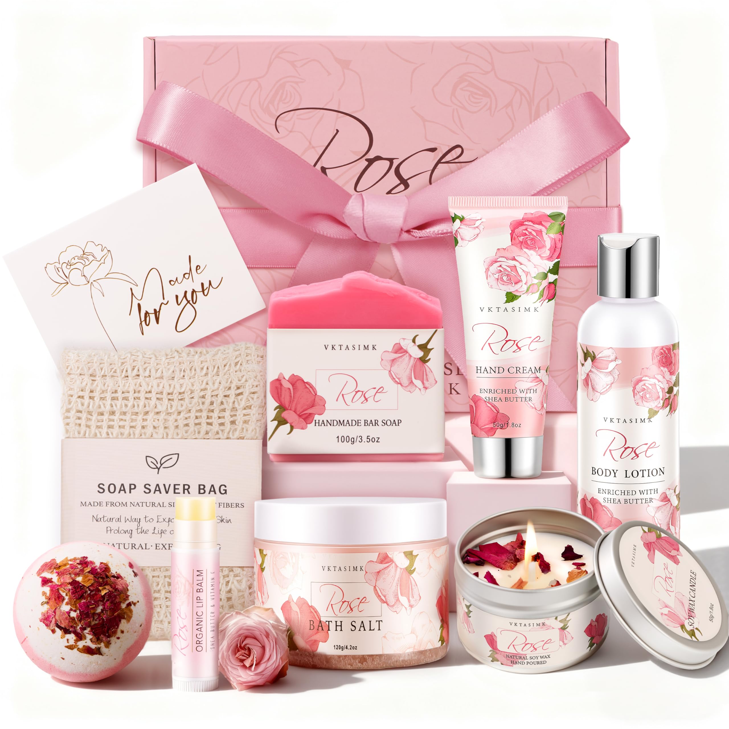VKTASIMK Rose Home Spa Set Candle: soothing aroma for relaxation and spa-at-home moments.