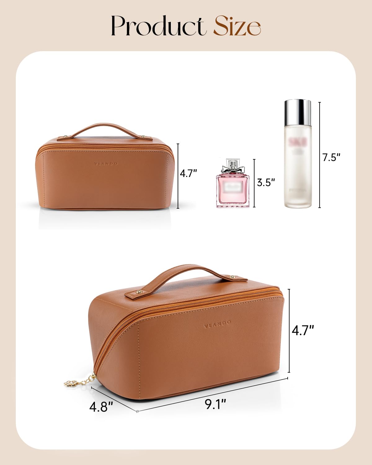 Vlando makeup bag brush pouch keeps brushes neat and visible during packing.