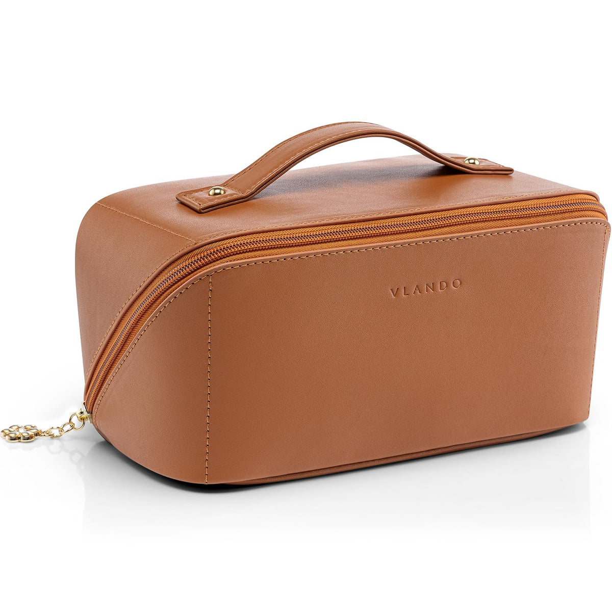 Vlando makeup bag large-capacity front view shows roomy storage for cosmetics.