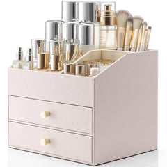 Vlando makeup organizer apricot white front view keeps cosmetics neatly organized