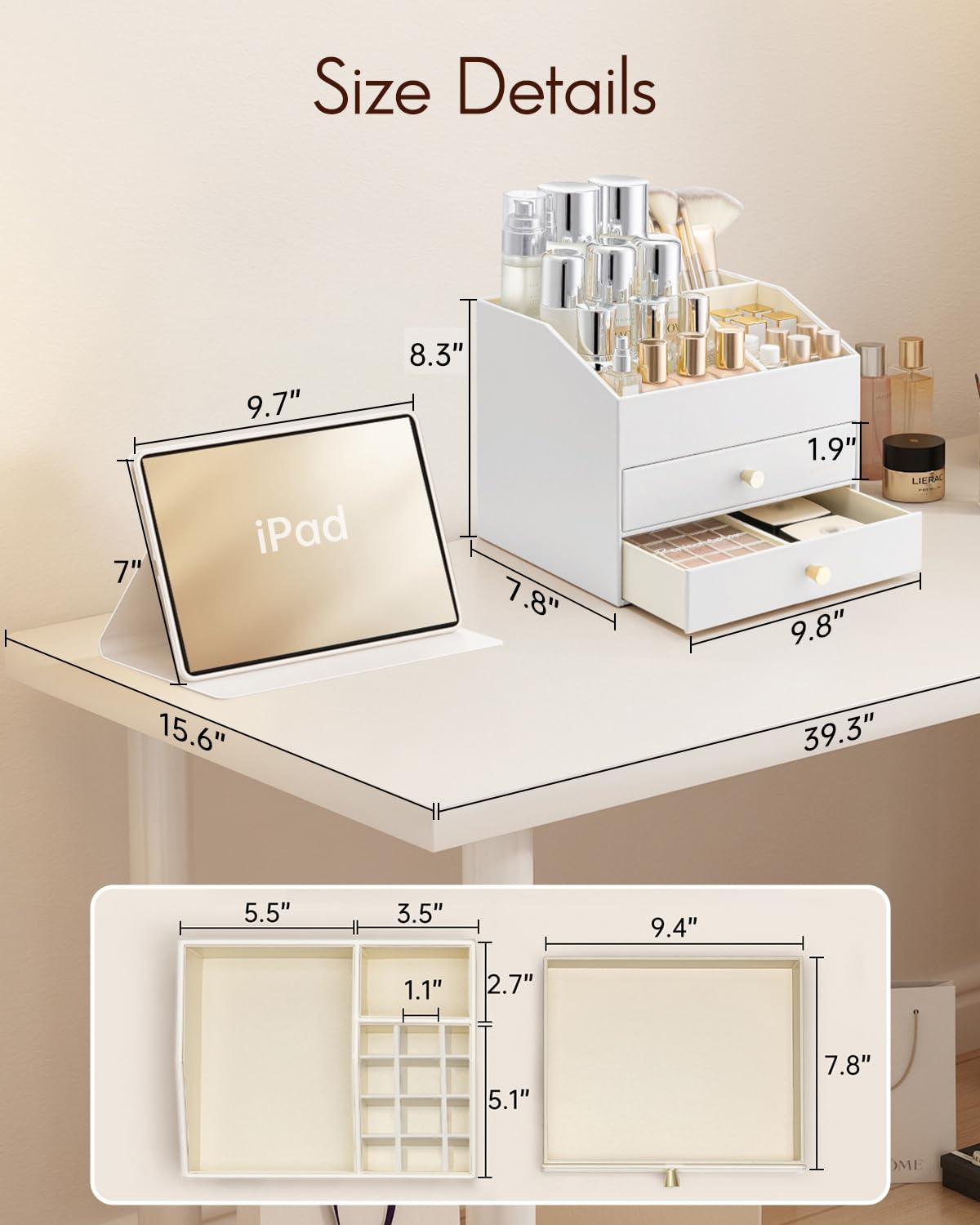 Vlando lipstick holder removable feature allows flexible, customized storage.