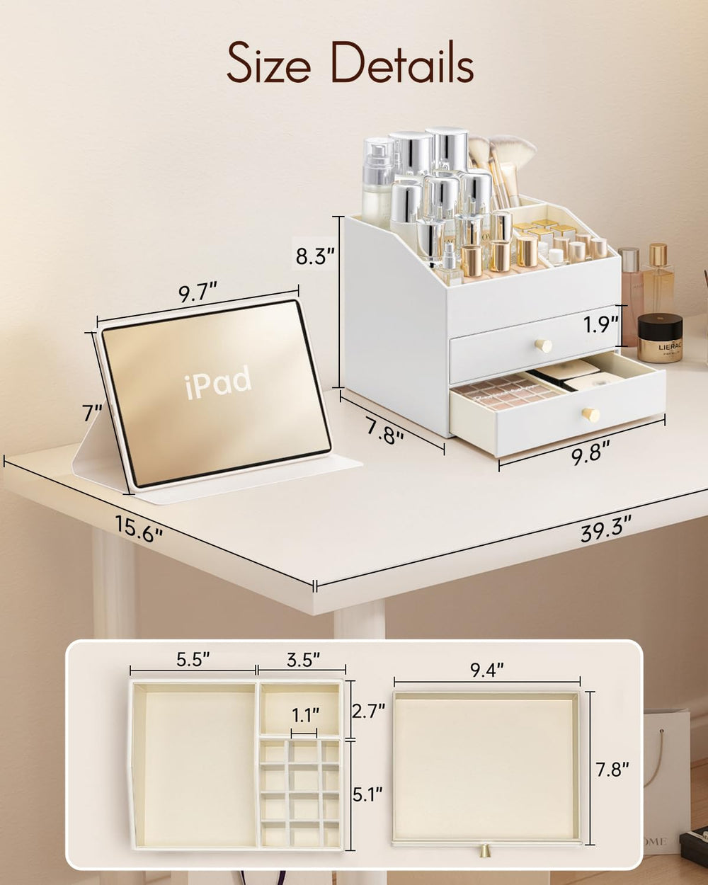 Vlando lipstick holder removable feature allows flexible, customized storage.