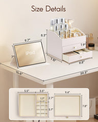 Vlando makeup organizer top compartment view for skincare and small essentials