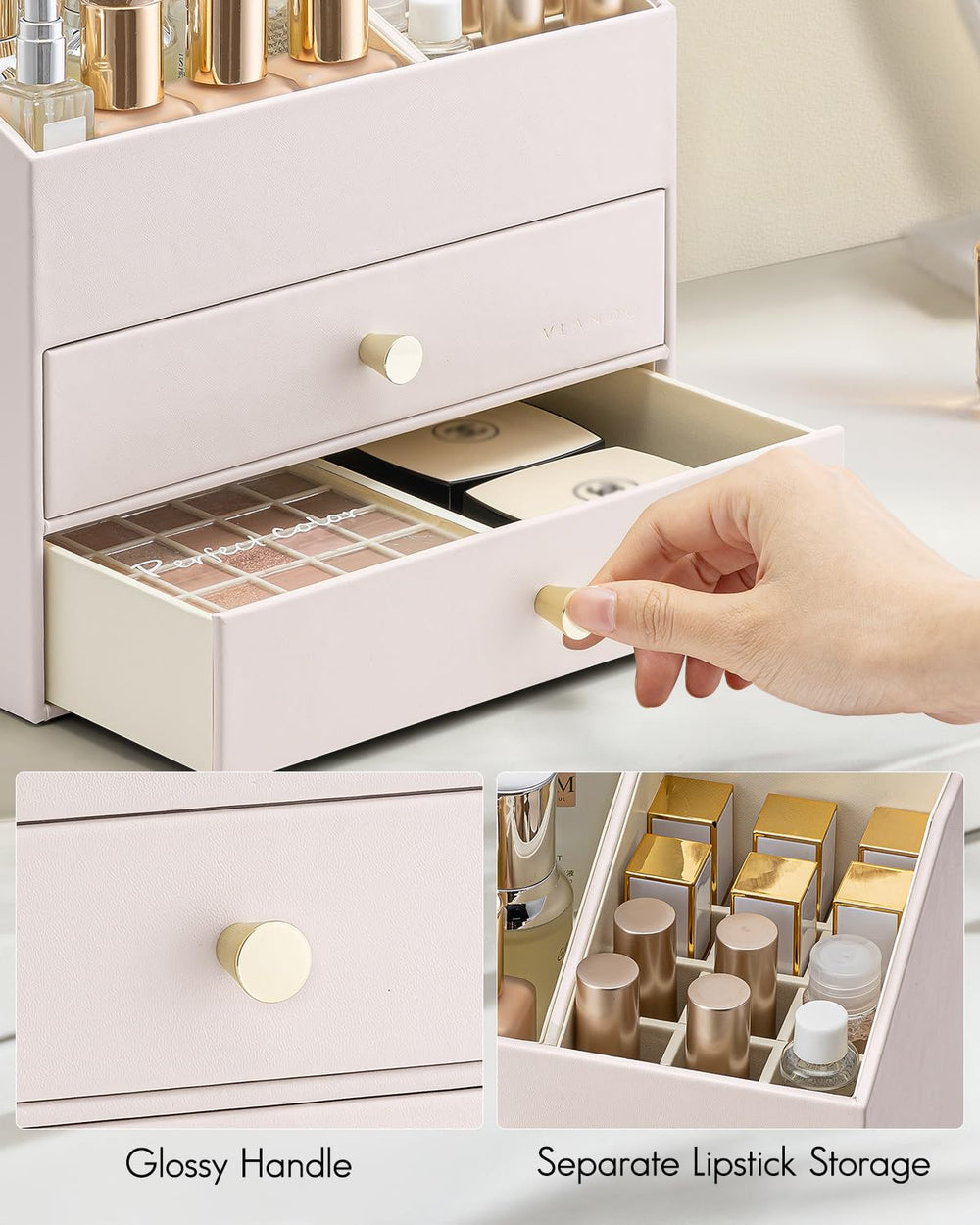 Vlando PU leather close-up shows durable wipe-clean surface