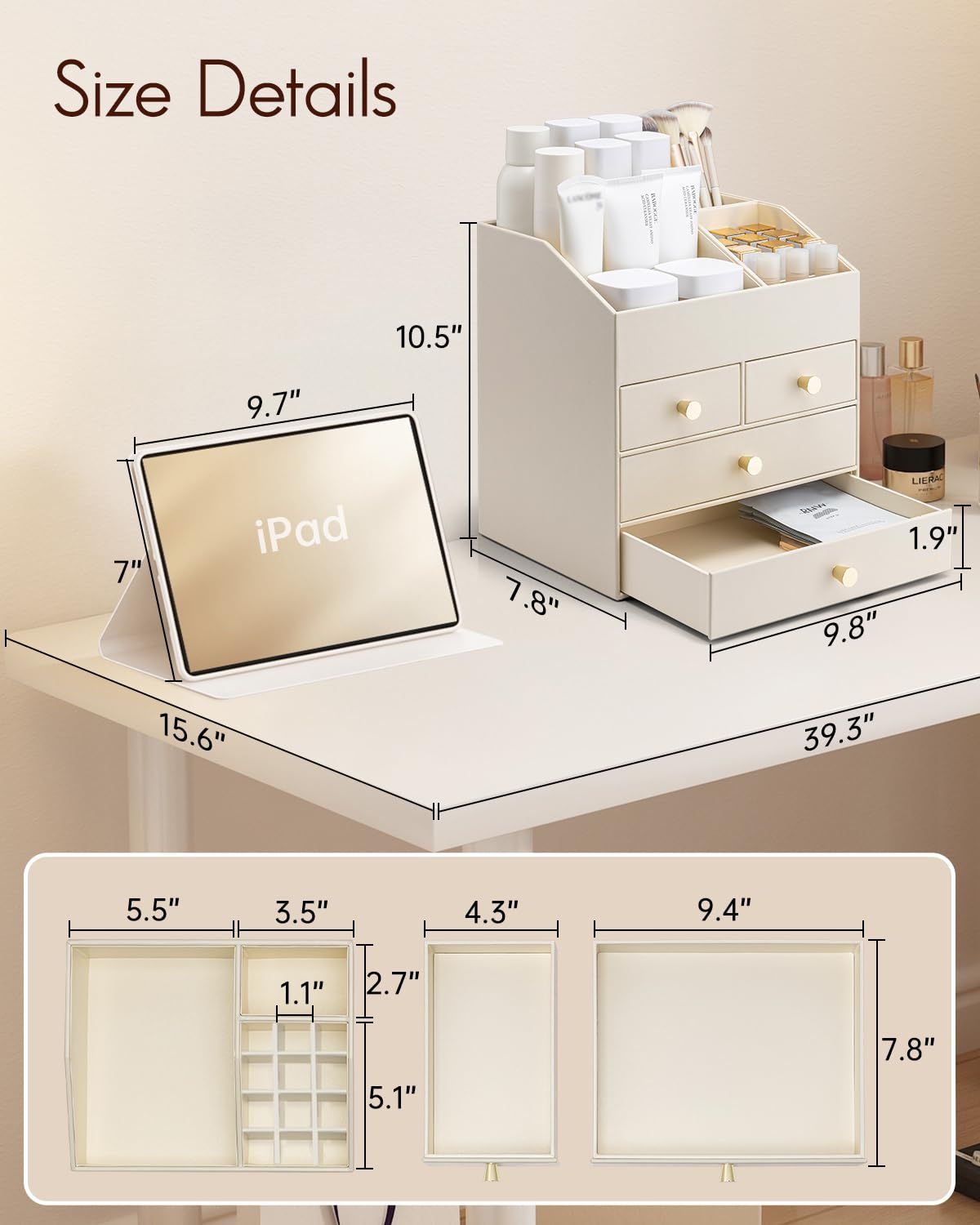 Vlando soporte desmontable para labiales ordenados y visibles.