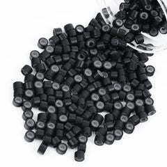 Vlasy silicone-lined micro ring beads 4mm in black for gentle, secure attachment