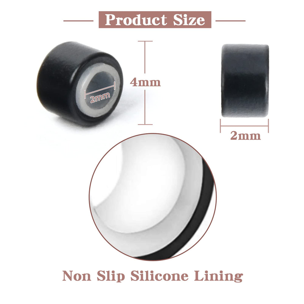 Vlasy silicone-lined micro ring beads 4mm in brown for discreet extension installation