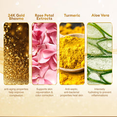 VLCC Gold Facial Kit cream swirl image suggests nourishing care for all skin types
