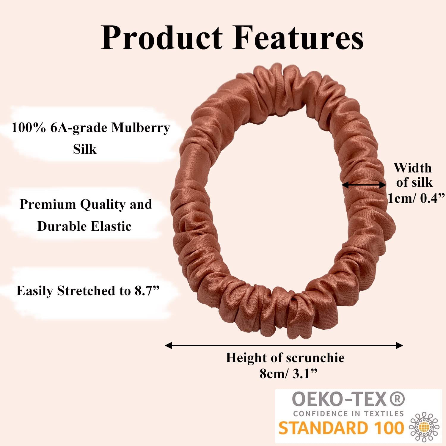 VLOMOT mulberry silk scrunchies on ponytail with smooth texture.