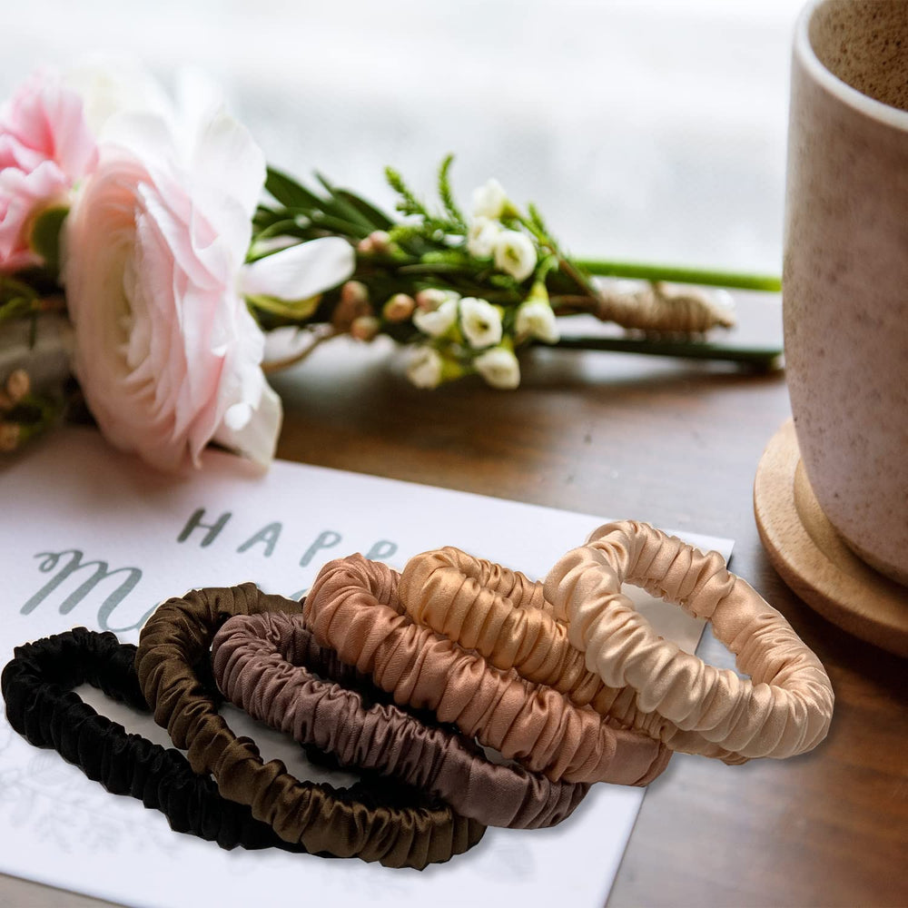 VLOMOT silk hair ties on wrist for everyday elegance.