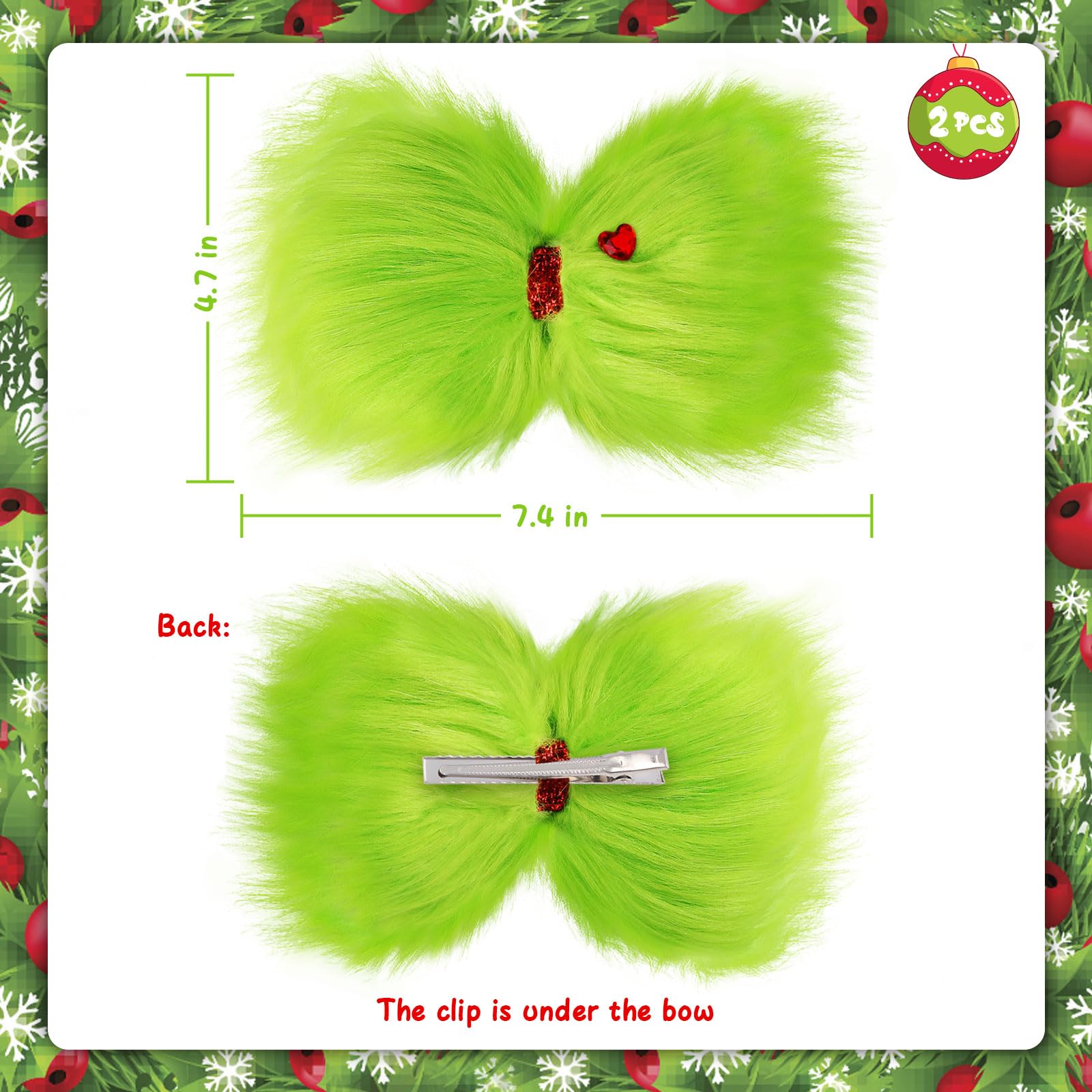 Vloso hair bow on hair clip wear quick styling without pulling