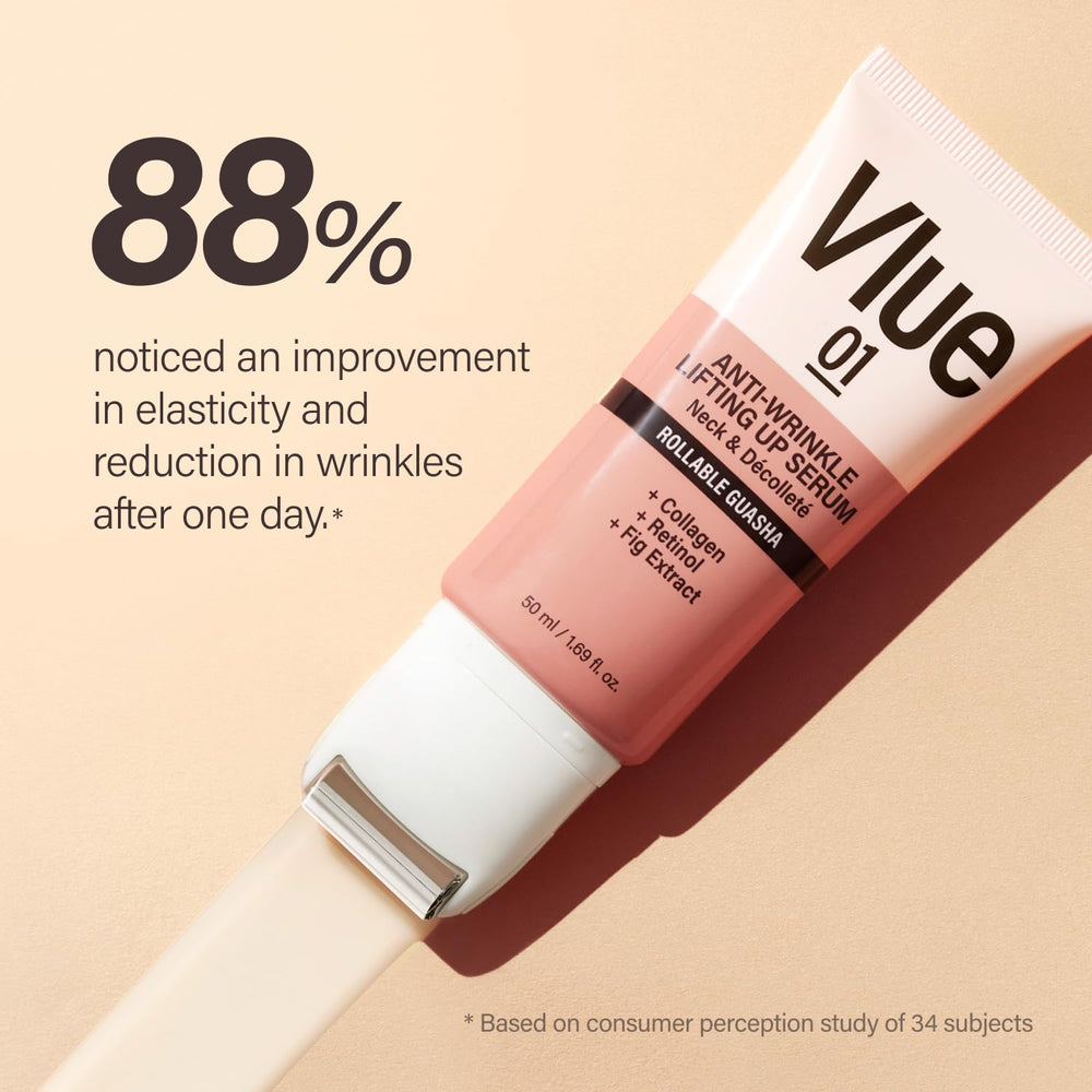 VLUE decollete focus highlights firming potential along the neckline.