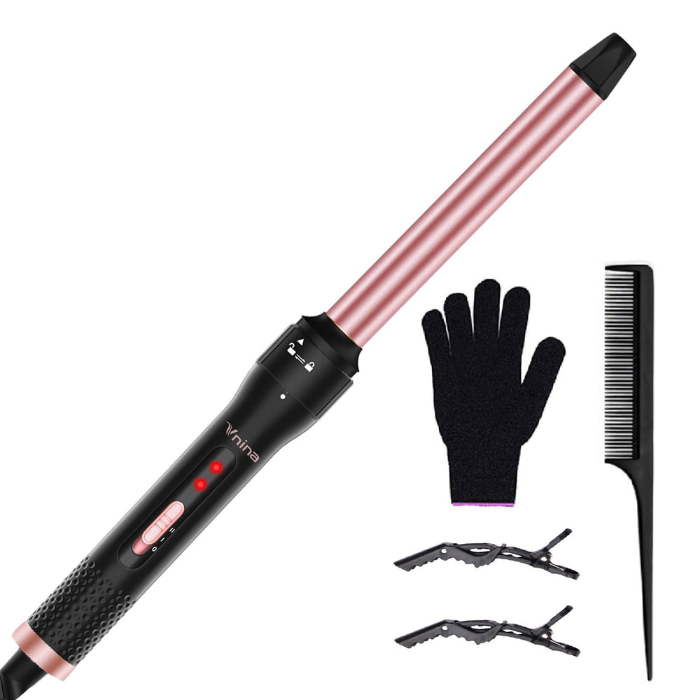 Vnina curling iron 1-inch barrel close-up showing ceramic coating for smooth, frizz-reducing curls
