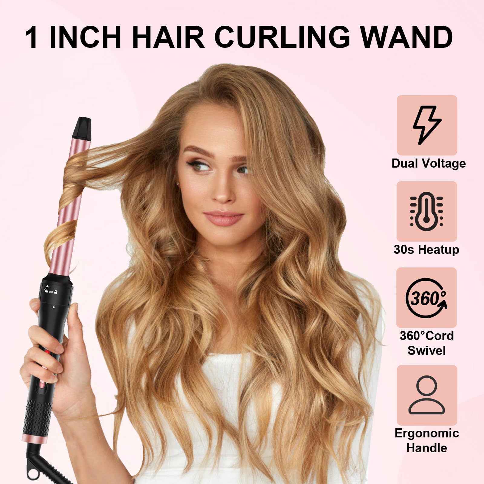 Vnina curling iron travel kit with glove and clips for on-the-go styling
