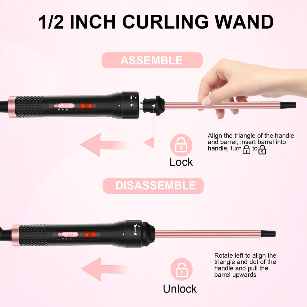 Vnina curling iron includes heat protective glove for safer styling sessions.