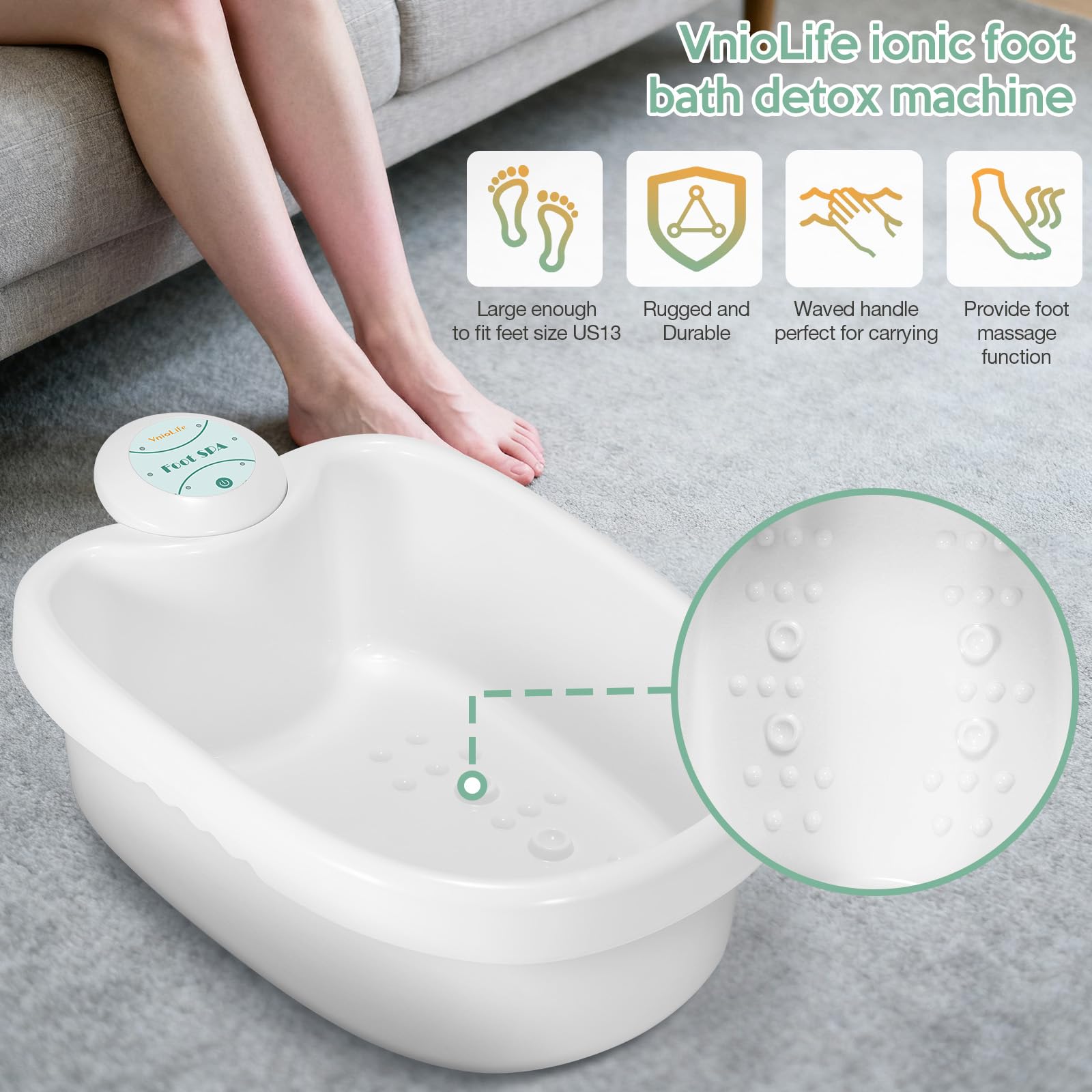 VnioLife foot bath with 100 liners pack for easy replacements