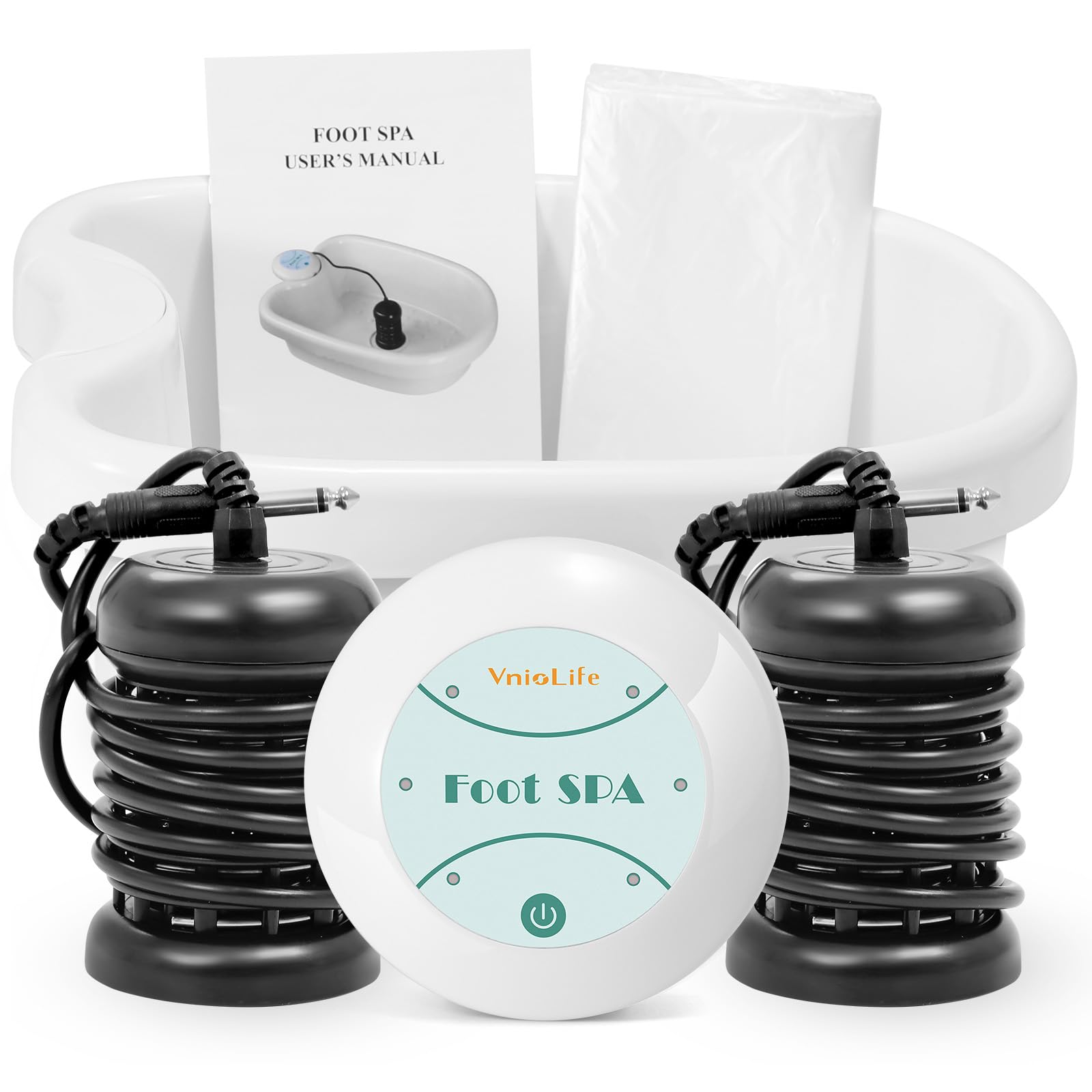 VnioLife Ionic Foot Bath setup with basin and accessories for home detox routine
