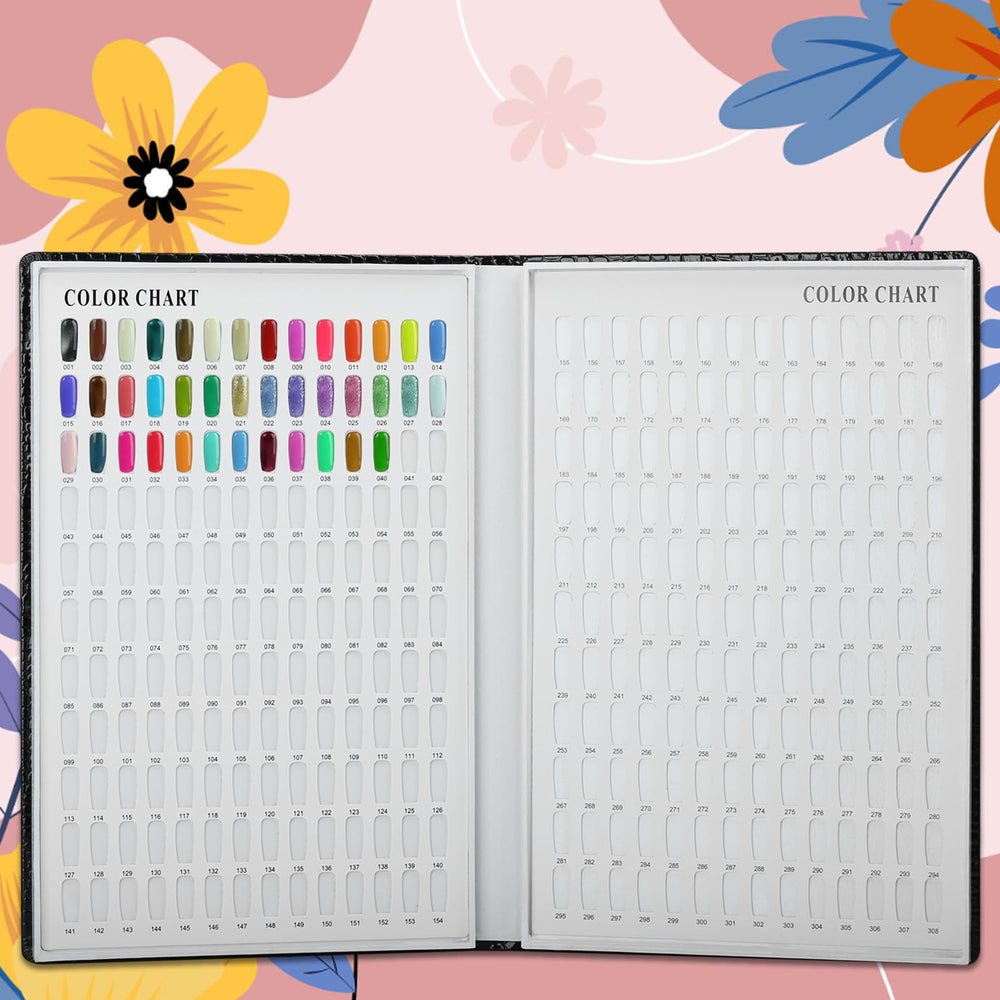 vnjaoi professional 308-nail-colors-chart open layout shows color variety for quick selection.