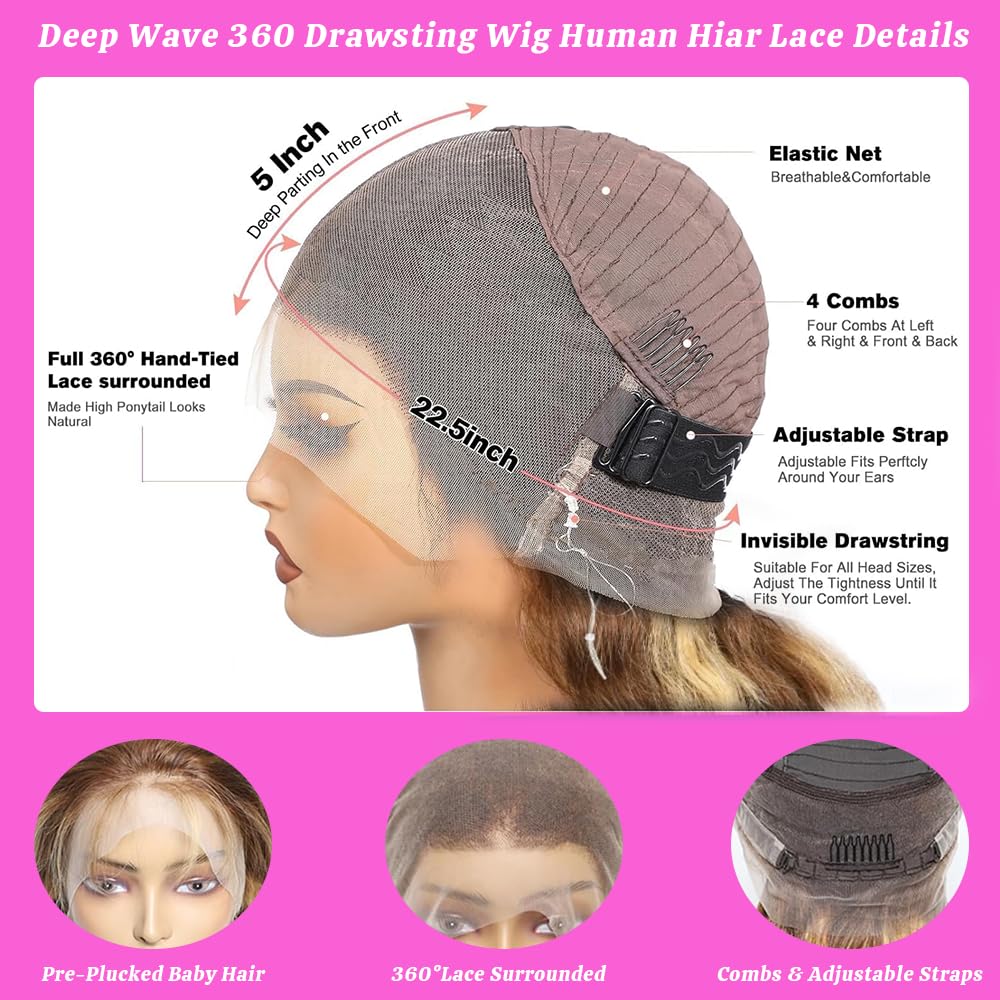 VNLQJXX Honey Blonde wig with adjustable strap and four combs for secure fit