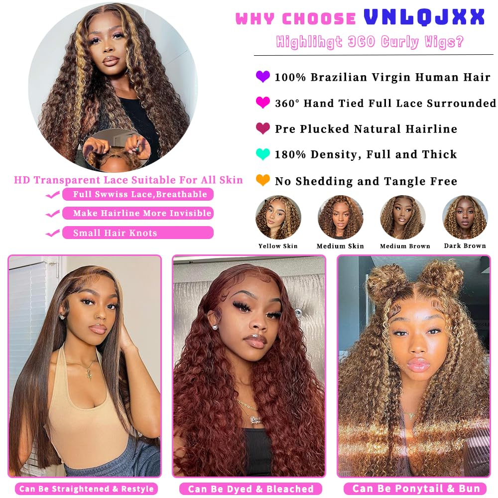 VNLQJXX Honey Blonde 360 lace-front wig packaging enhances unboxing experience