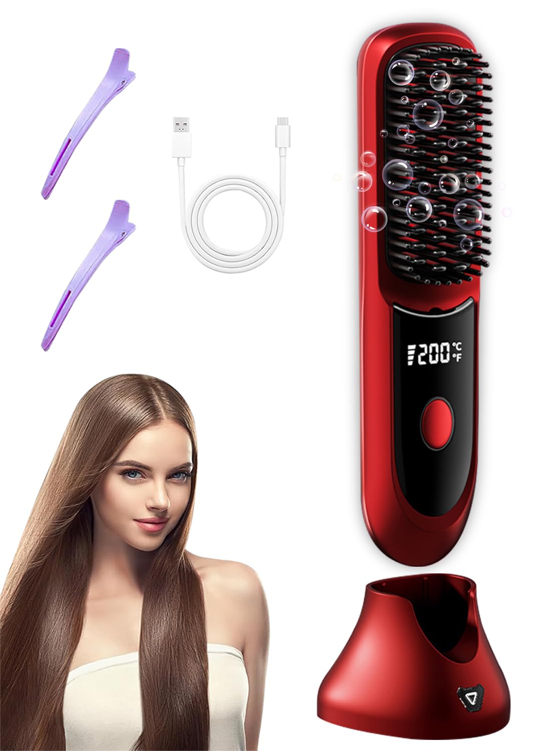 Nvnvske Go Brush Pro battery charge indicator for long travel styling.