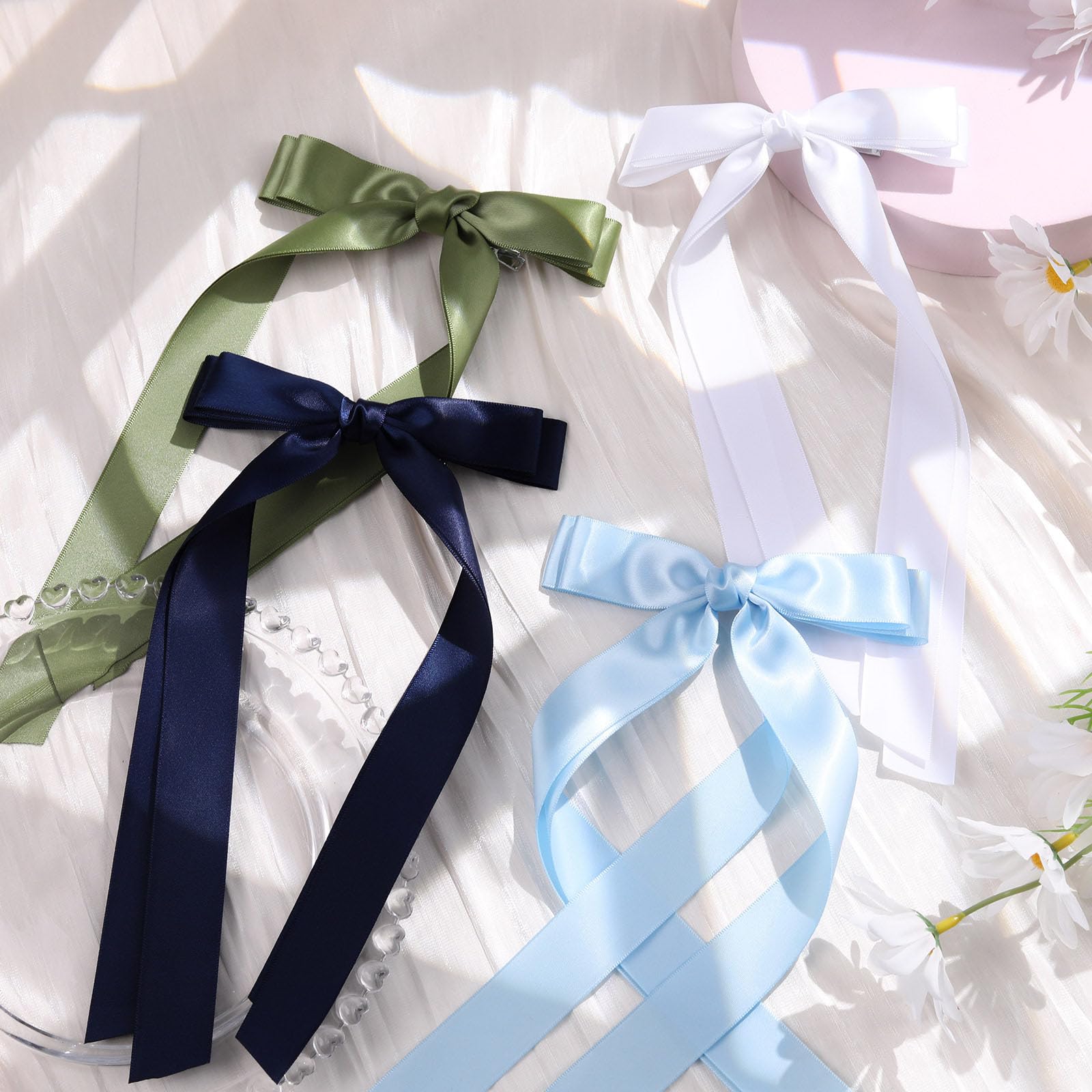 VOBOBE long-tassel bow close-up shows elegant drape and detail