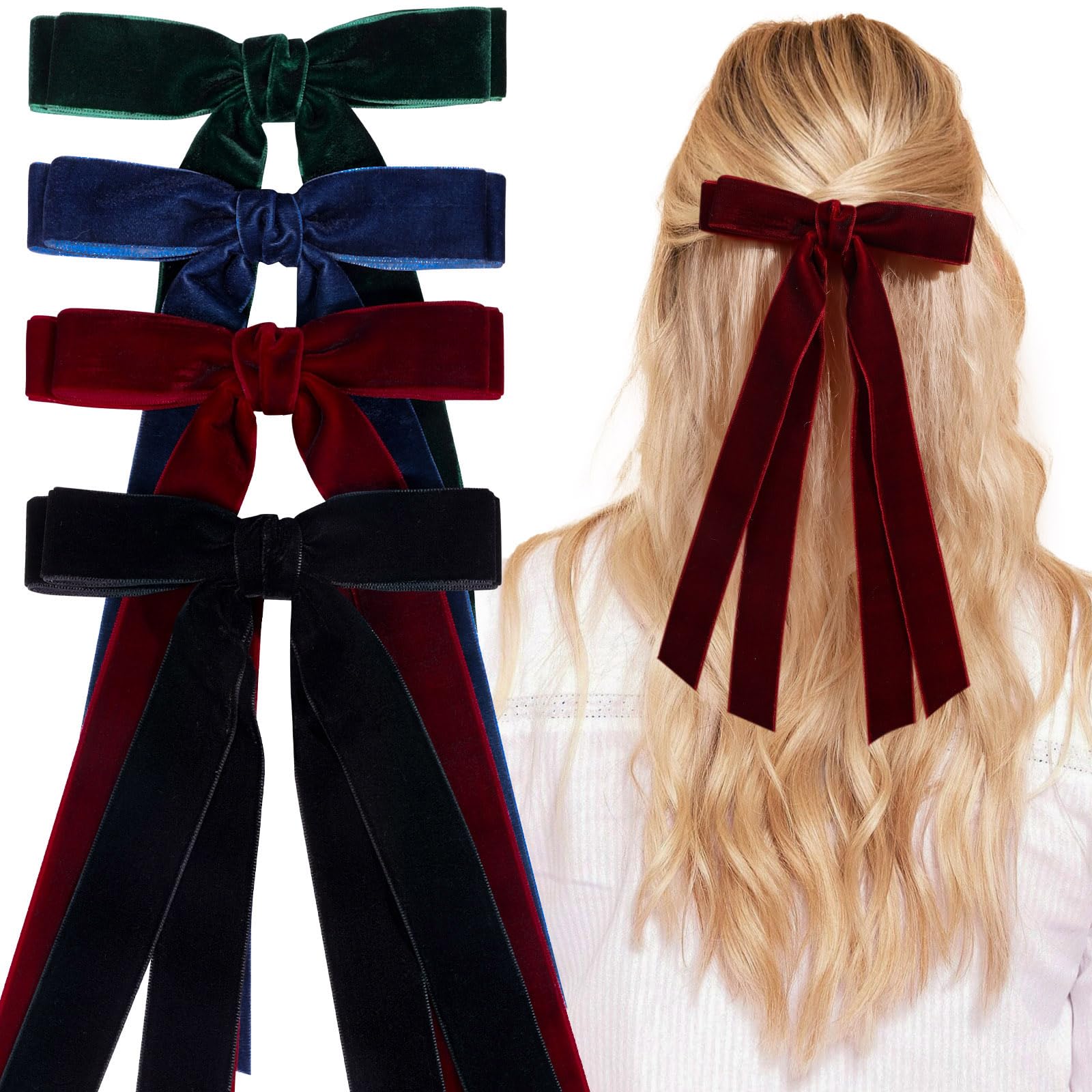 VOBOBE black velvet hair bow with clip for everyday, refined style.