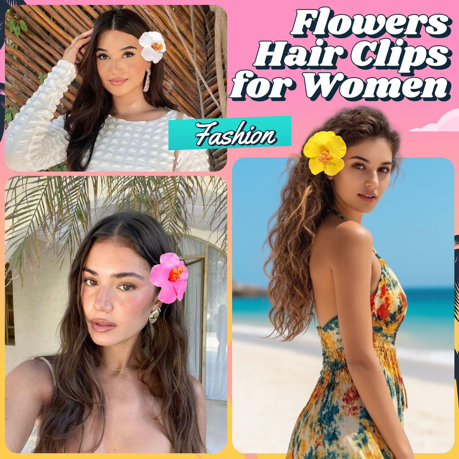 VOBOBE Hawaiian flower clip red creates a bold focal point for photos.