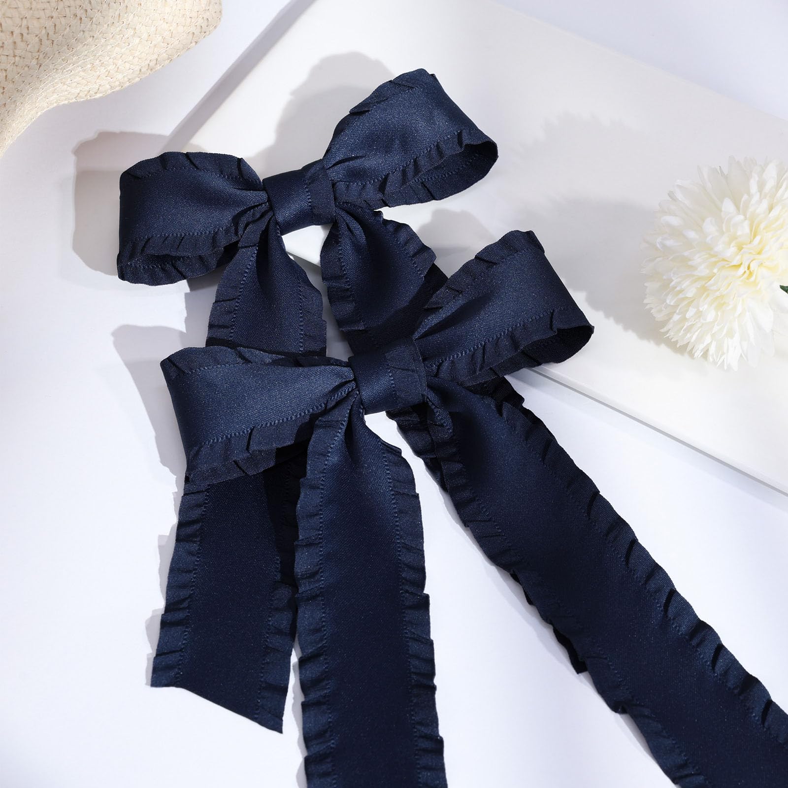 VOBOBE long tassel bow clip adds movement to hair