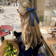 VOBOBE navy satin ribbon bows pack of 2 adds soft shine