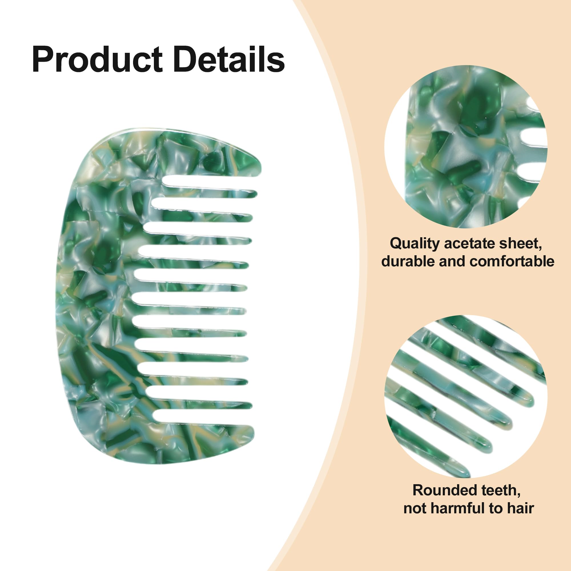 VOCOSTE peine ancho antiestático para cabello rizado en esmeralda