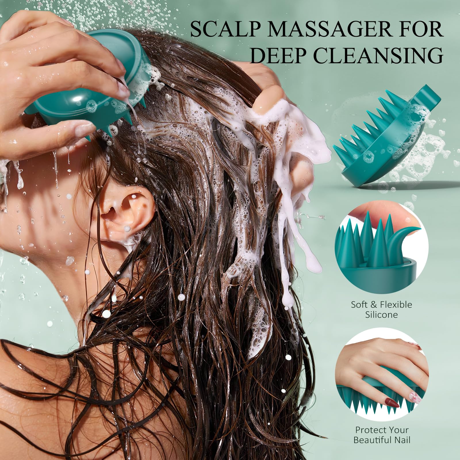 VOERUY 2-in-1 scalp care bottle with massager in action