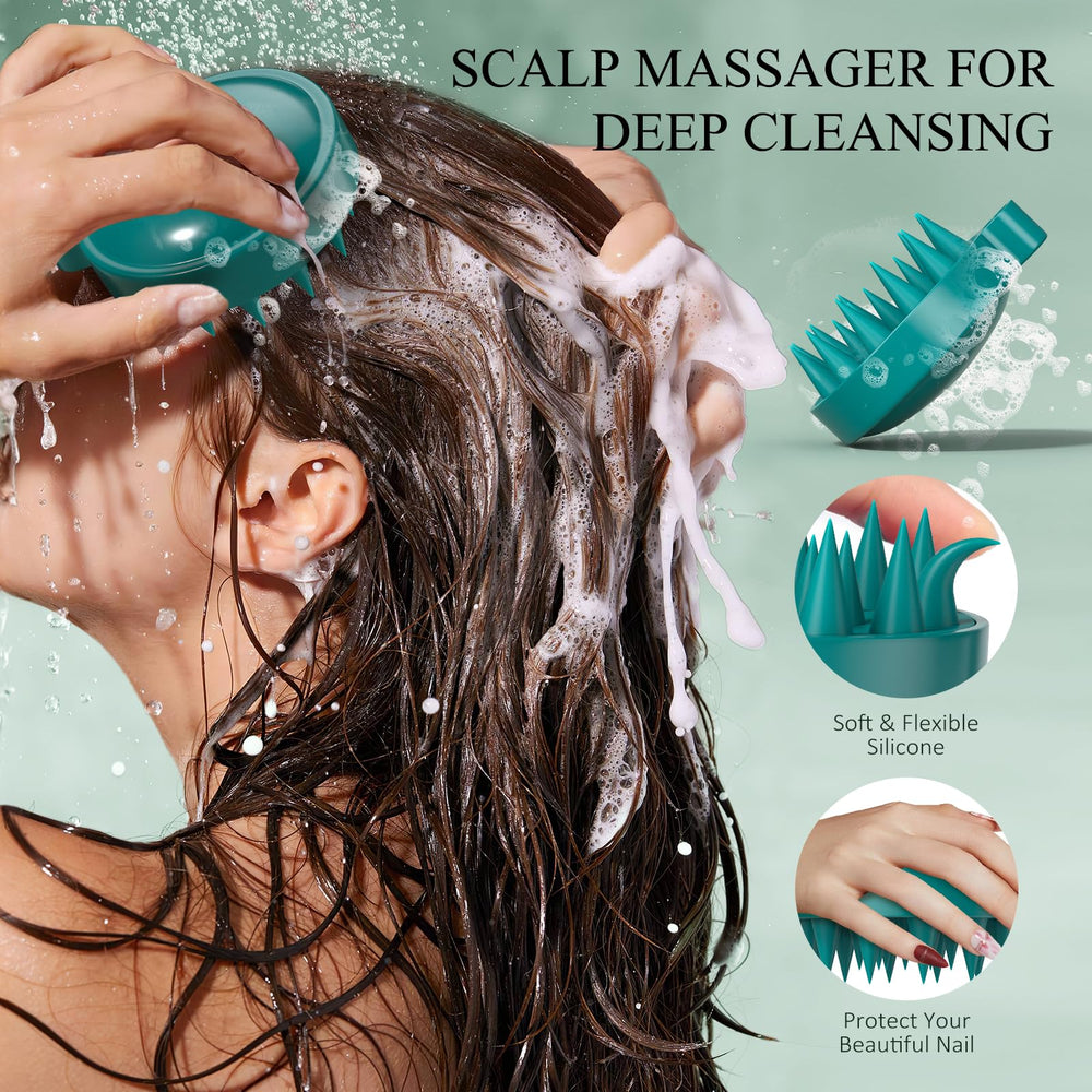 VOERUY 2-in-1 scalp care bottle with massager in action