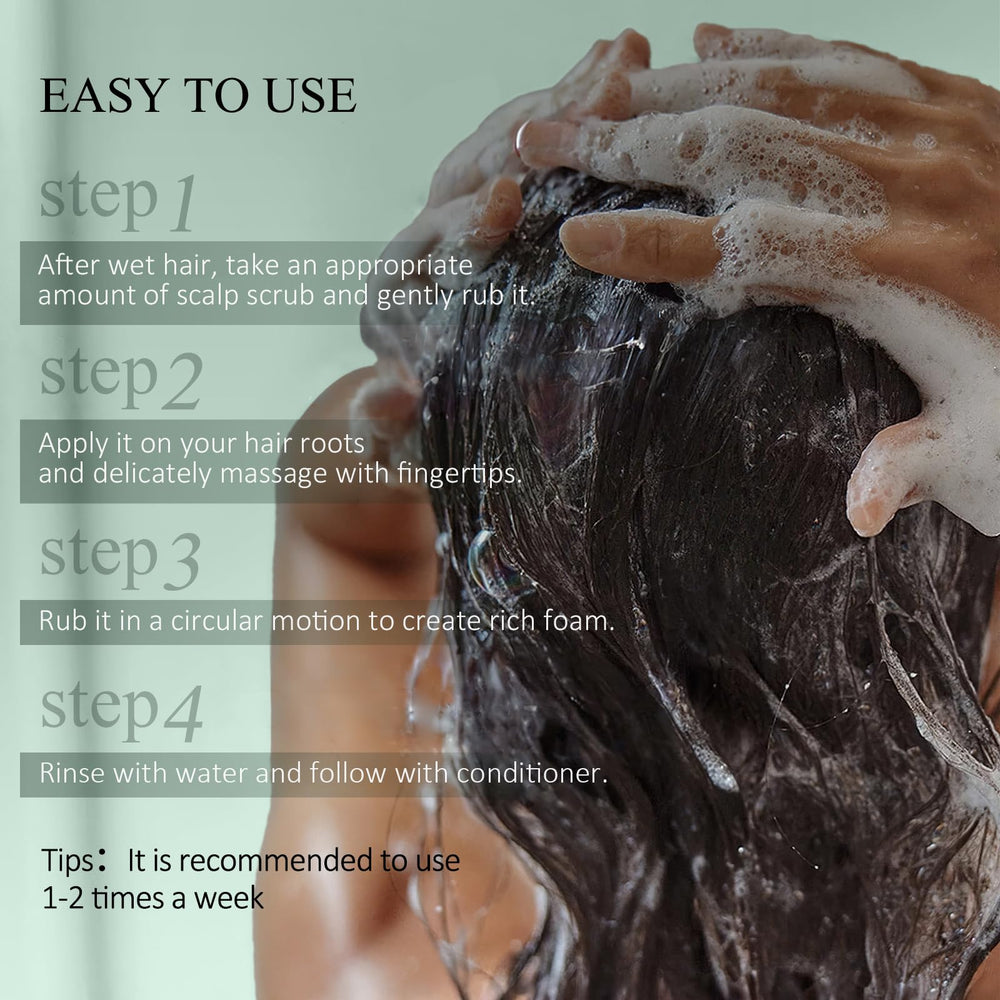 VOERUY applying scalp scrub on wet hair demonstrates ease of use