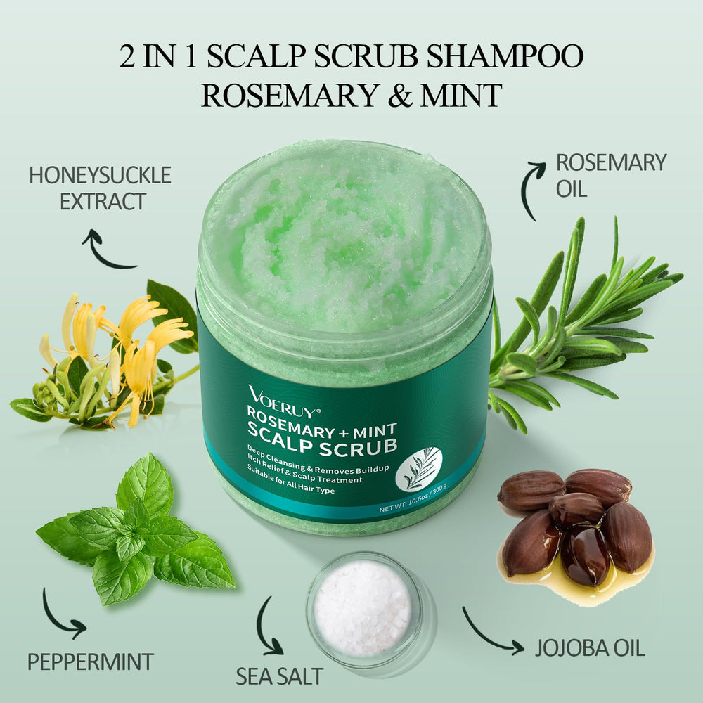 VOERUY rosemary and peppermint ingredients close-up highlighting plant-based formula