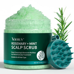 VOERUY Scalp Scrub rosemary jar showing texture for scalp refresh
