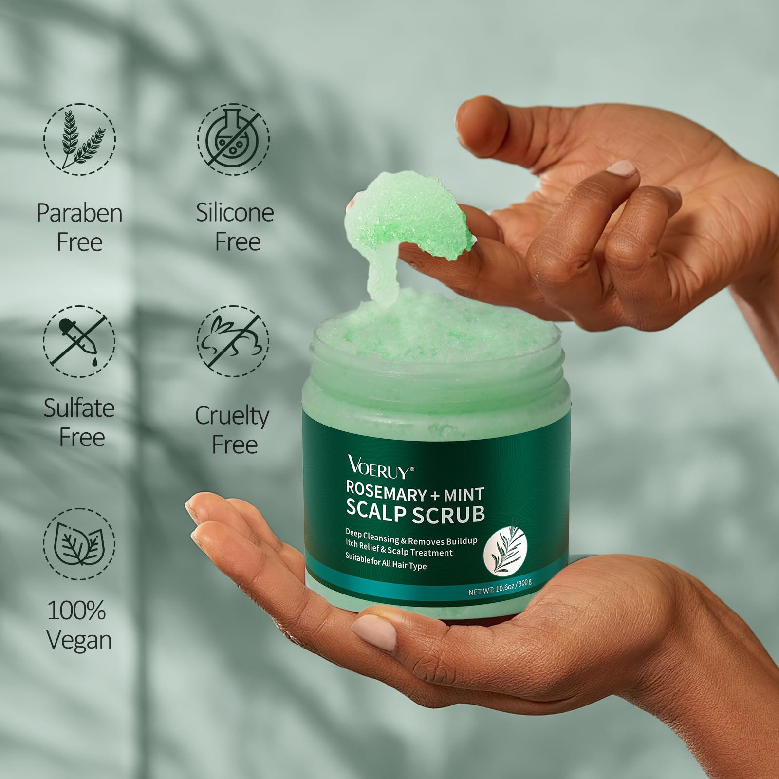 VOERUY mint oil swatch highlighting refreshing scent and cooling feel