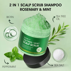 VOERUY tea tree mint essence closeup indicating soothing scalp relief.
